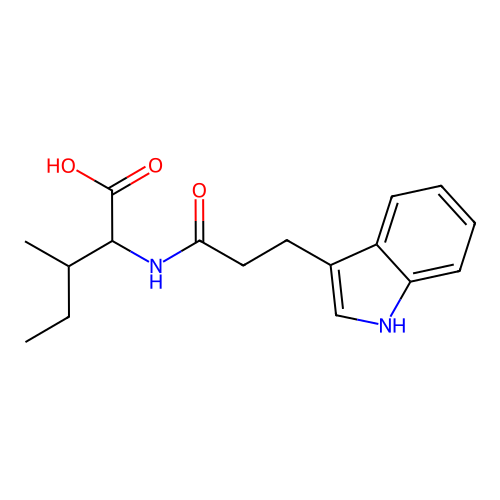 N-[3-(1H-indol-3-yl)propanoyl]isoleucine structure