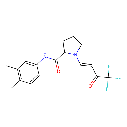 N-(3,4-dimethylphenyl)-1-[(E)-4,4,4-trifluoro-3-oxobut-1-enyl]pyrrolidine-2-carboxamide structure