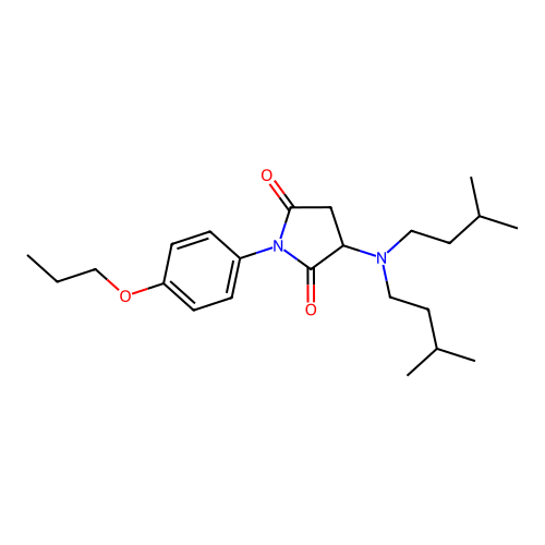 3-[Bis(3-methylbutyl)amino]-1-(4-propoxyphenyl)pyrrolidine-2,5-dione structure