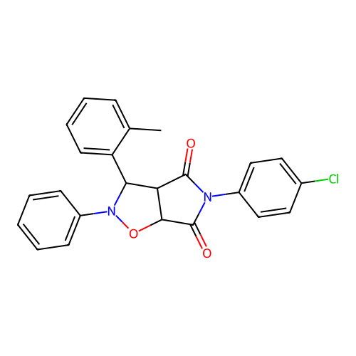 5-(4-chlorophenyl)-2-phenyl-3-(o-tolyl)dihydro-2H-pyrrolo[3,4-d]isoxazole-4,6(5H,6aH)-dione structure