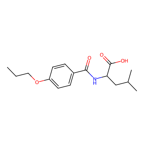 N-[(4-propoxyphenyl)carbonyl]leucine structure