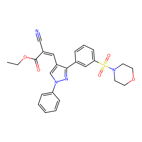 (Z)-ethyl 2-cyano-3-(3-(3-(morpholinosulfonyl)phenyl)-1-phenyl-1H-pyrazol-4-yl)acrylate structure