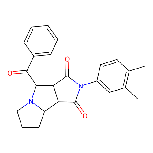4-benzoyl-2-(3,4-dimethylphenyl)hexahydropyrrolo[3,4-a]pyrrolizine-1,3(2H,8bH)-dione structure