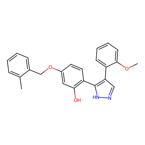 2-[4-(2-methoxyphenyl)-1H-pyrazol-3-yl]-5-[(2-methylbenzyl)oxy]phenol structure
