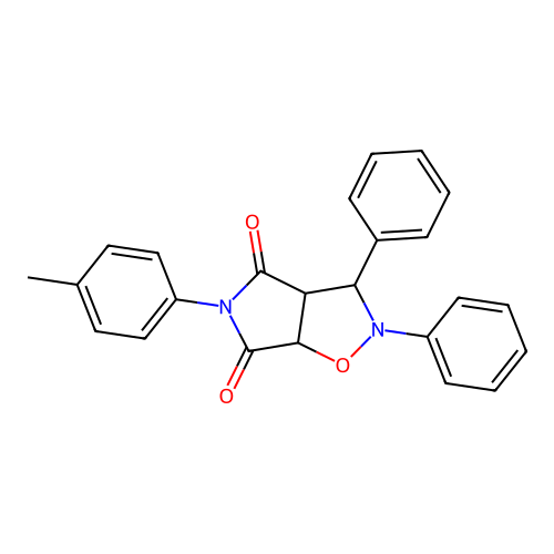 2,3-diphenyl-5-(p-tolyl)dihydro-2H-pyrrolo[3,4-d]isoxazole-4,6(5H,6aH)-dione structure
