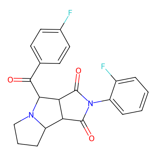 2-(2-fluorophenyl)-4-[(4-fluorophenyl)carbonyl]hexahydropyrrolo[3,4-a]pyrrolizine-1,3(2H,4H)-dione structure