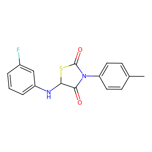 5-[(3-Fluorophenyl)amino]-3-(4-methylphenyl)-1,3-thiazolidine-2,4-dione structure