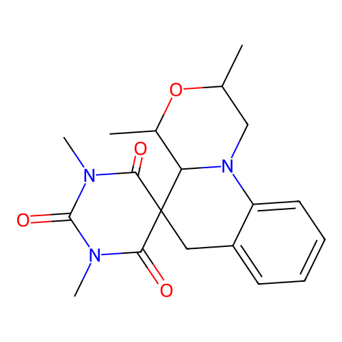 1',2,3',4-tetramethyl-1,2,4,4a-tetrahydro-2'H,6H-spiro[1,4-oxazino[4,3-a]quinoline-5,5'-pyrimidine]-2',4',6'(1'H,3'H)-trione structure