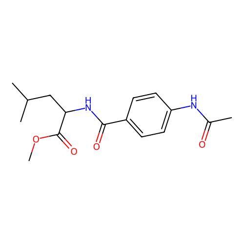 methyl N-{[4-(acetylamino)phenyl]carbonyl}leucinate structure