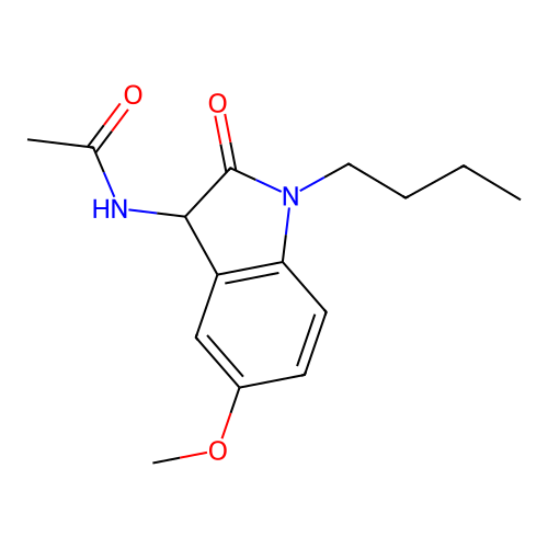 N-(1-butyl-5-methoxy-2-oxo-2,3-dihydro-1H-indol-3-yl)acetamide structure