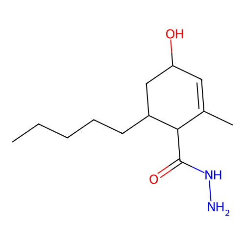 4-Hydroxy-2-methyl-6-pentylcyclohex-2-ene-1-carbohydrazide structure
