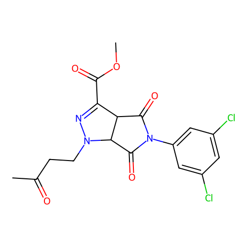 methyl 5-(3,5-dichlorophenyl)-4,6-dioxo-1-(3-oxobutyl)-1,3a,4,5,6,6a-hexahydropyrrolo[3,4-c]pyrazole-3-carboxylate structure