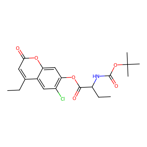 6-chloro-4-ethyl-2-oxo-2H-chromen-7-yl 2-((tert-butoxycarbonyl)amino)butanoate structure