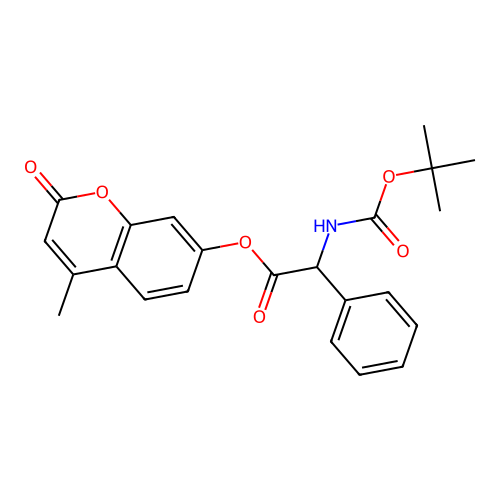 4-methyl-2-oxo-2H-chromen-7-yl 2-((tert-butoxycarbonyl)amino)-2-phenylacetate structure