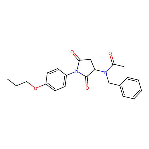N-benzyl-N-[2,5-dioxo-1-(4-propoxyphenyl)pyrrolidin-3-yl]acetamide structure