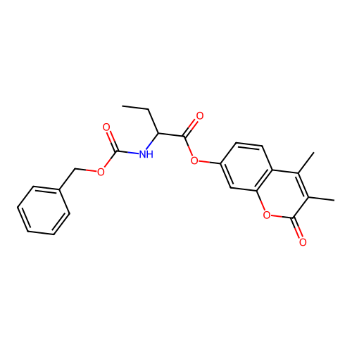 3,4-dimethyl-2-oxo-2H-chromen-7-yl 2-(((benzyloxy)carbonyl)amino)butanoate structure