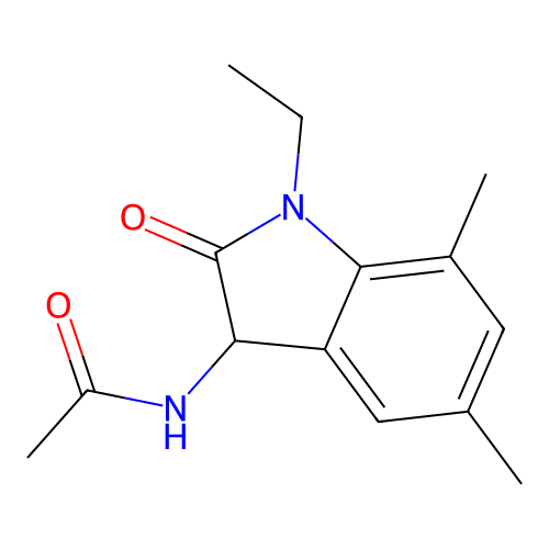 N-(1-ethyl-5,7-dimethyl-2-oxo-2,3-dihydro-1H-indol-3-yl)acetamide structure