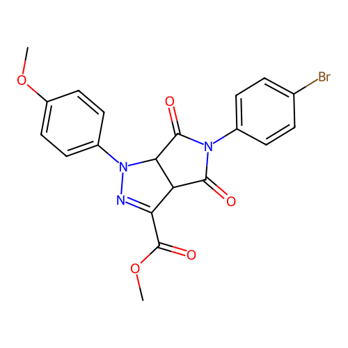 methyl 5-(4-bromophenyl)-1-(4-methoxyphenyl)-4,6-dioxo-1,3a,4,5,6,6a-hexahydropyrrolo[3,4-c]pyrazole-3-carboxylate structure