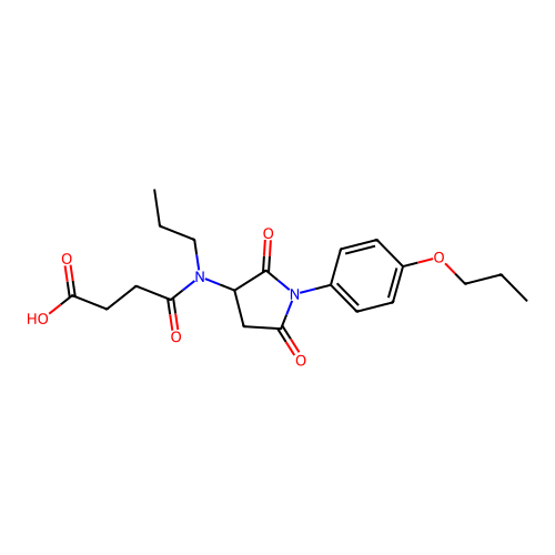 4-((2,5-dioxo-1-(4-propoxyphenyl)pyrrolidin-3-yl)(propyl)amino)-4-oxobutanoic acid structure