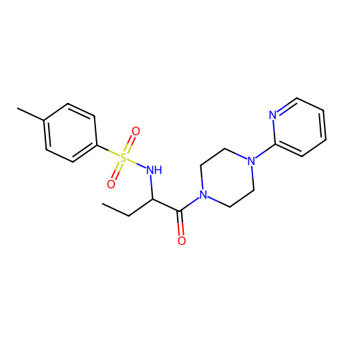 2-{[(4-Methylphenyl)sulfonyl]amino}-1-(4-(2-pyridyl)piperazinyl)butan-1-one structure