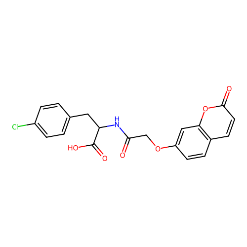 3-(4-chlorophenyl)-2-(2-((2-oxo-2H-chromen-7-yl)oxy)acetamido)propanoic acid structure