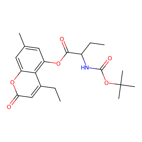 4-ethyl-7-methyl-2-oxo-2H-chromen-5-yl 2-((tert-butoxycarbonyl)amino)butanoate structure