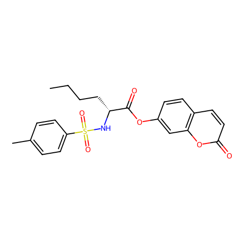 (2-oxochromen-7-yl) (2R)-2-[(4-methylphenyl)sulfonylamino]hexanoate structure