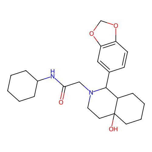 2-[1-(1,3-benzodioxol-5-yl)-4a-hydroxyoctahydroisoquinolin-2(1H)-yl]-N-cyclohexylacetamide structure