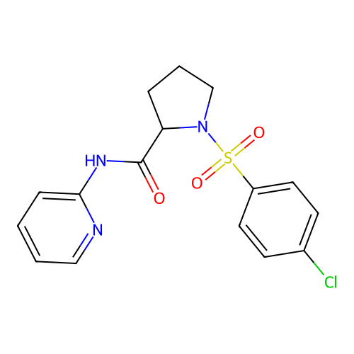 1-(4-chlorophenyl)sulfonyl-N-pyridin-2-ylpyrrolidine-2-carboxamide structure
