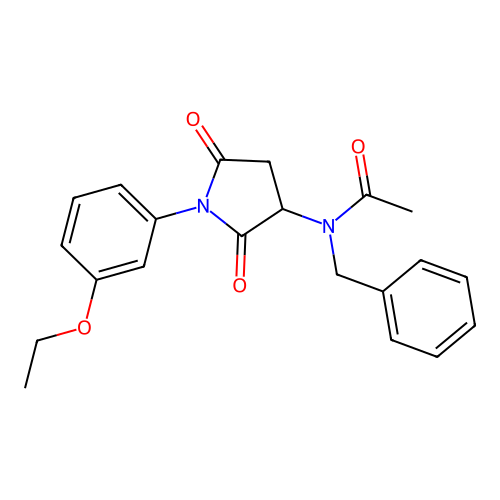 N-benzyl-N-[1-(3-ethoxyphenyl)-2,5-dioxopyrrolidin-3-yl]acetamide structure