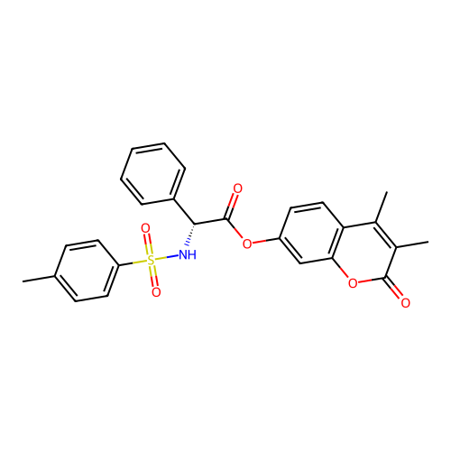 (3,4-dimethyl-2-oxochromen-7-yl) (2R)-2-[(4-methylphenyl)sulfonylamino]-2-phenylacetate structure
