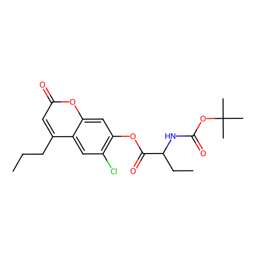 6-chloro-2-oxo-4-propyl-2H-chromen-7-yl 2-((tert-butoxycarbonyl)amino)butanoate structure