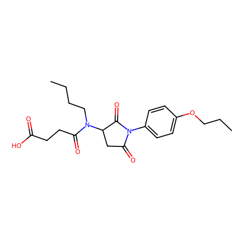 4-(Butyl(2,5-dioxo-1-(4-propoxyphenyl)pyrrolidin-3-yl)amino)-4-oxobutanoic acid structure
