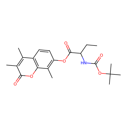 3,4,8-trimethyl-2-oxo-2H-chromen-7-yl 2-((tert-butoxycarbonyl)amino)butanoate structure
