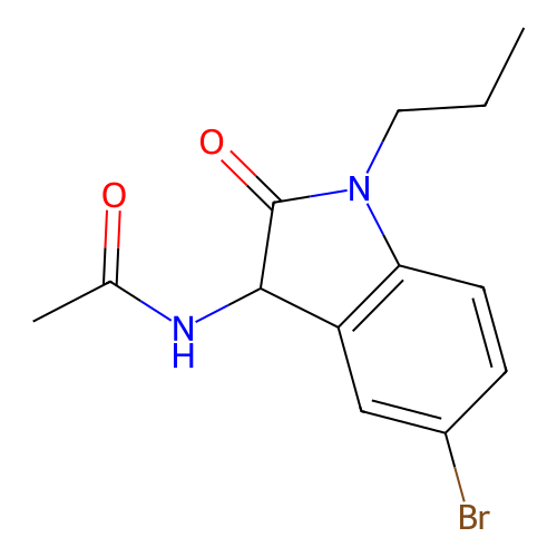 N-(5-bromo-2-oxo-1-propyl-2,3-dihydro-1H-indol-3-yl)acetamide structure