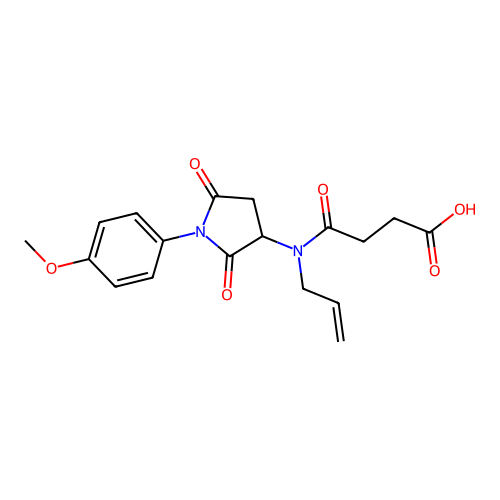 4-{[1-(4-methoxyphenyl)-2,5-dioxopyrrolidin-3-yl](prop-2-en-1-yl)amino}-4-oxobutanoic acid structure