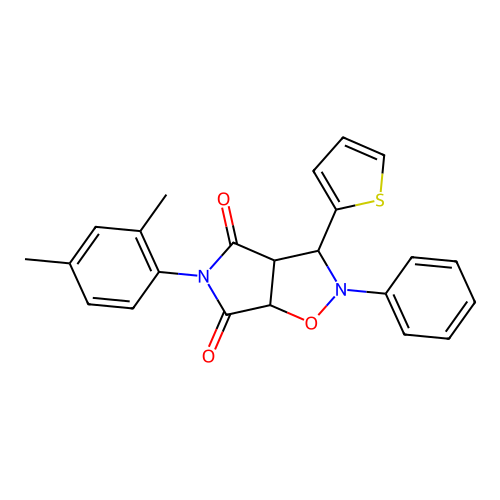5-(2,4-dimethylphenyl)-2-phenyl-3-(thiophen-2-yl)dihydro-2H-pyrrolo[3,4-d][1,2]oxazole-4,6(3H,5H)-dione structure