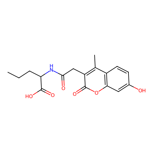 N-[(7-hydroxy-4-methyl-2-oxo-2H-chromen-3-yl)acetyl]norvaline structure