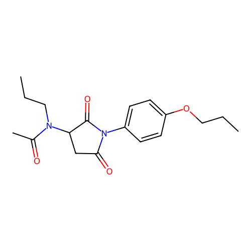 N-[2,5-dioxo-1-(4-propoxyphenyl)pyrrolidin-3-yl]-N-propylacetamide structure