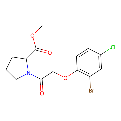 Methyl 1-[(2-bromo-4-chlorophenoxy)acetyl]-2-pyrrolidinecarboxylate structure