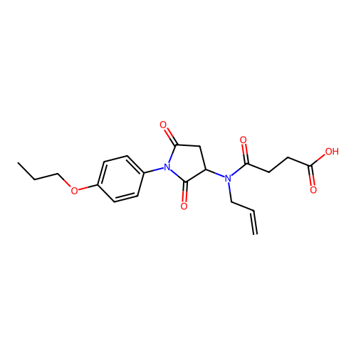 4-(allyl(2,5-dioxo-1-(4-propoxyphenyl)pyrrolidin-3-yl)amino)-4-oxobutanoic acid structure