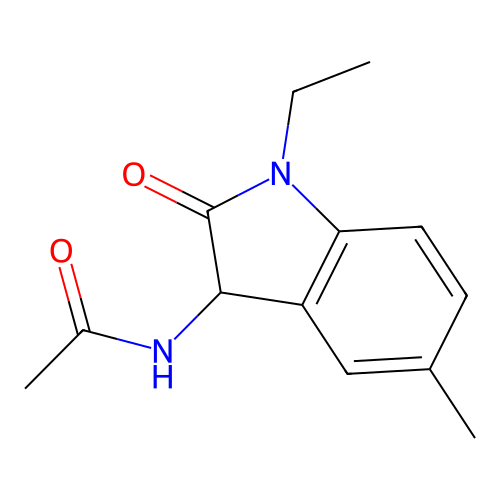 N-(1-ethyl-5-methyl-2-oxo-2,3-dihydro-1H-indol-3-yl)acetamide structure