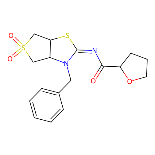 (Z)-N-(3-benzyl-5,5-dioxidotetrahydrothieno[3,4-d]thiazol-2(3H)-ylidene)tetrahydrofuran-2-carboxamide structure