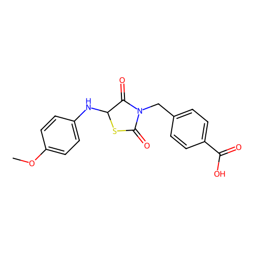 4-((5-((4-Methoxyphenyl)amino)-2,4-dioxothiazolidin-3-yl)methyl)benzoic acid structure