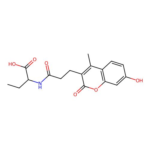 2-{[3-(7-hydroxy-4-methyl-2-oxo-2H-chromen-3-yl)propanoyl]amino}butanoic acid structure
