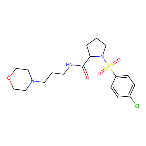 1-(4-chlorophenyl)sulfonyl-N-(3-morpholin-4-ylpropyl)pyrrolidine-2-carboxamide structure