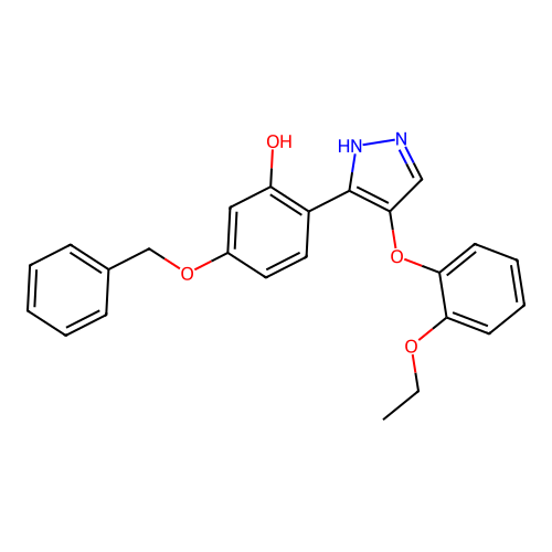 5-(benzyloxy)-2-[4-(2-ethoxyphenoxy)-1H-pyrazol-5-yl]phenol structure
