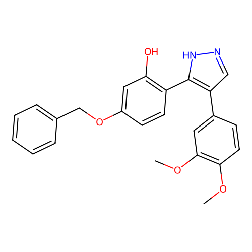5-(benzyloxy)-2-[4-(3,4-dimethoxyphenyl)-1H-pyrazol-3-yl]phenol structure