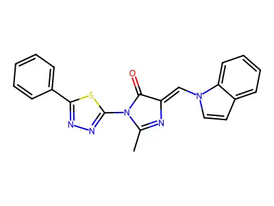 4-(1-Indolylmethylene)-2-methyl-1-(5-phenyl-1,3,4-thiadiazol-2-yl)-2-imidazolin-5-one structure