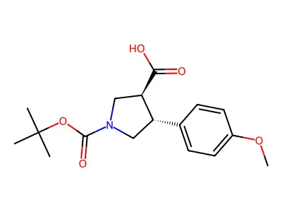 (3S,4R)-1-(tert-butoxycarbonyl)-4-(4-methoxyphenyl)pyrrolidine-3-carboxylic acid structure